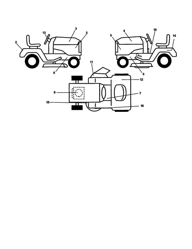 Decals Diagram and Parts List for GE1138 SN1138A Weed Eater Lawn Tractor